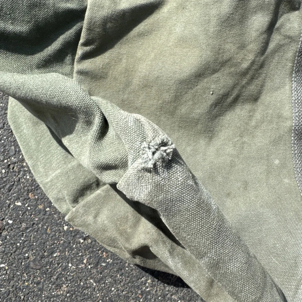 Vintage US Military Flyers Kit Bag B-4 Sage Green Canvas Duffle 1980s Distressed